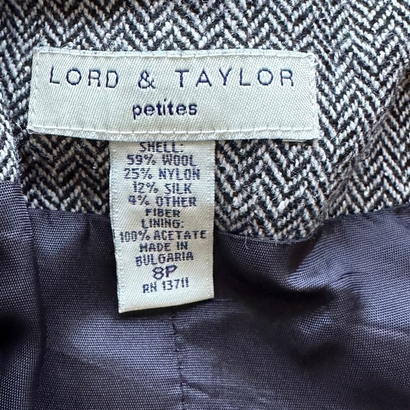 *LORD & TAYLOR* Petite Black x Tan Long Sleeve Button Blazer Suit Jacket Sz 8P - Picture 6 of 7